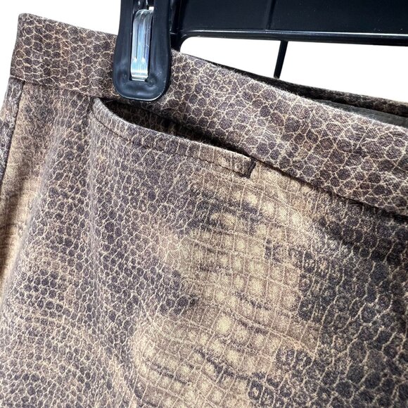 NY Khakis Snake Print Pants Size 12 New York & Company Stretch Reptile Brown - Picture 8 of 12